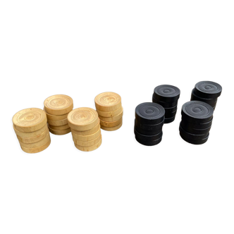 20 ancient boxwood checkers pawns