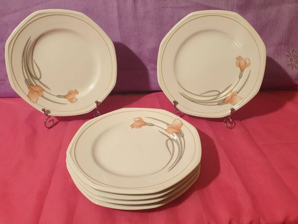 Series of 6 dessert plates Schonwald Germany Art Nouveau decor