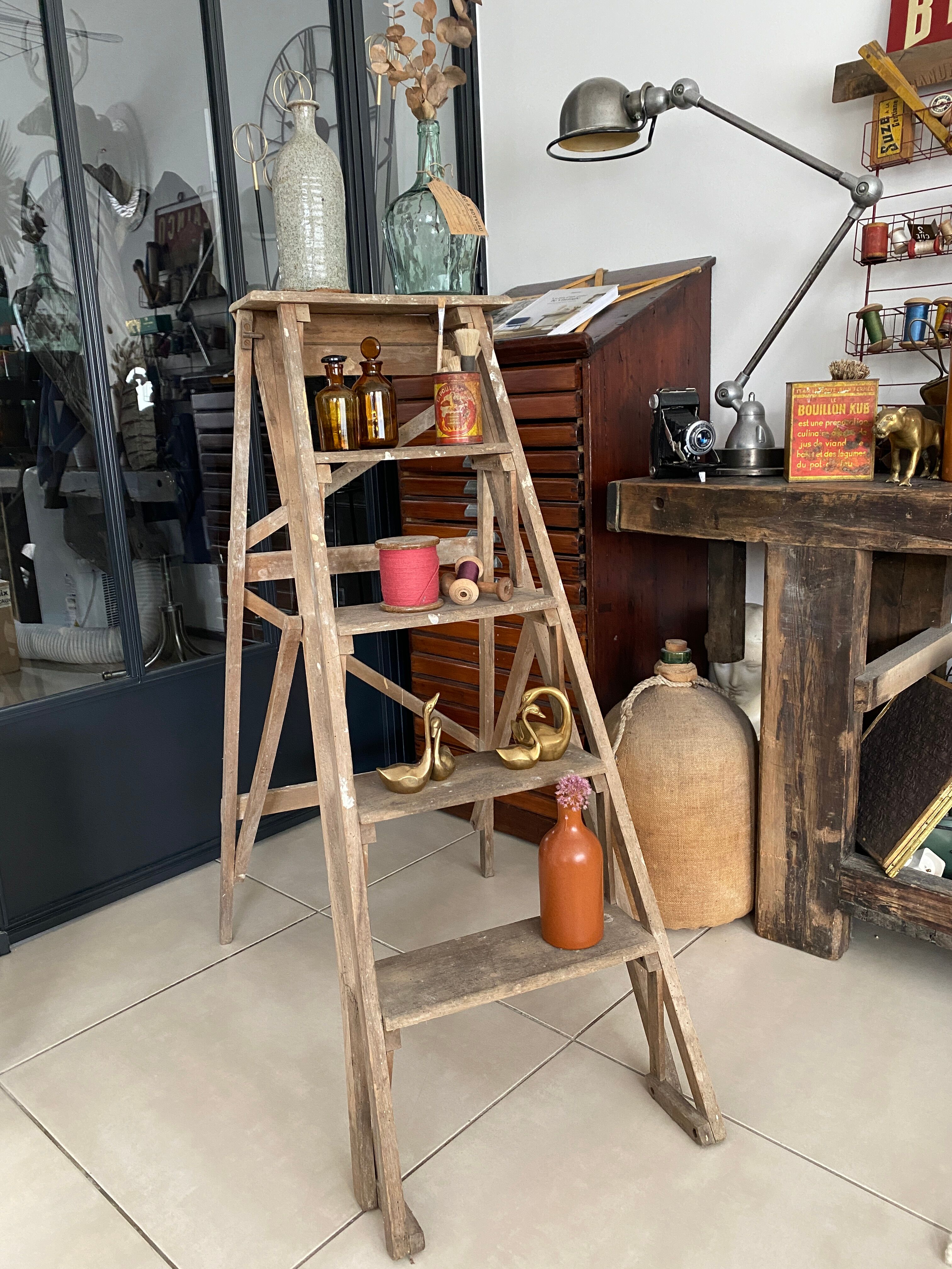Vintage wood stepladder