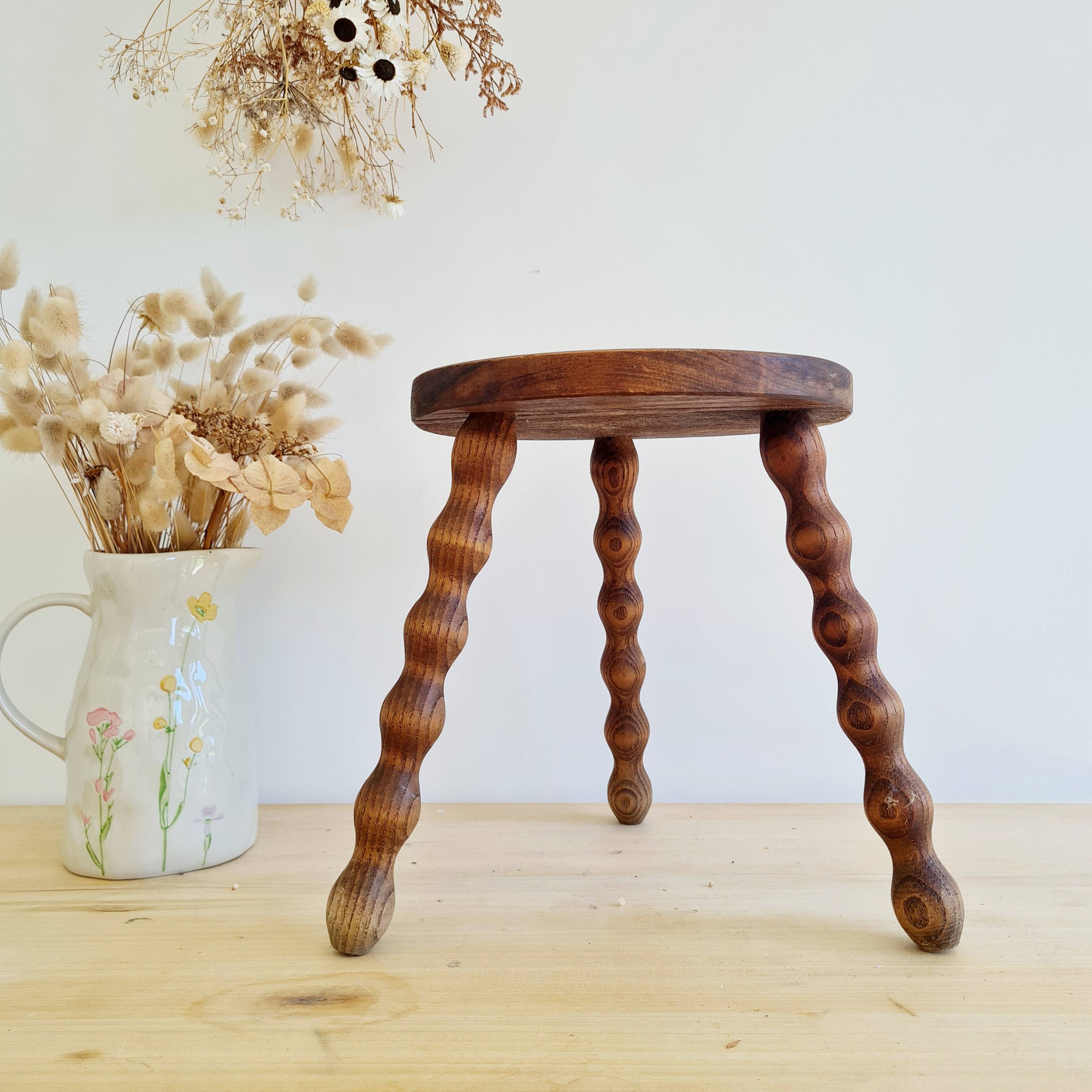Antique wooden tripod stool