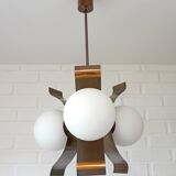 Vintage Pendant Light Yugoslavia 1970 Hanging Lamp Brutalist Copper Sputnik