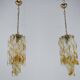 Pair of vintage Torciglione Murano glass chandelier by Mazzega. Italy 1970s