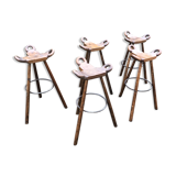 Brutalist spanish bar stools, 1970s, set of 5