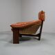 Vintage tripod lounge chair in leather, rattan and oak, Netherlands