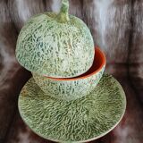 Old pottery ice bucket in majolica