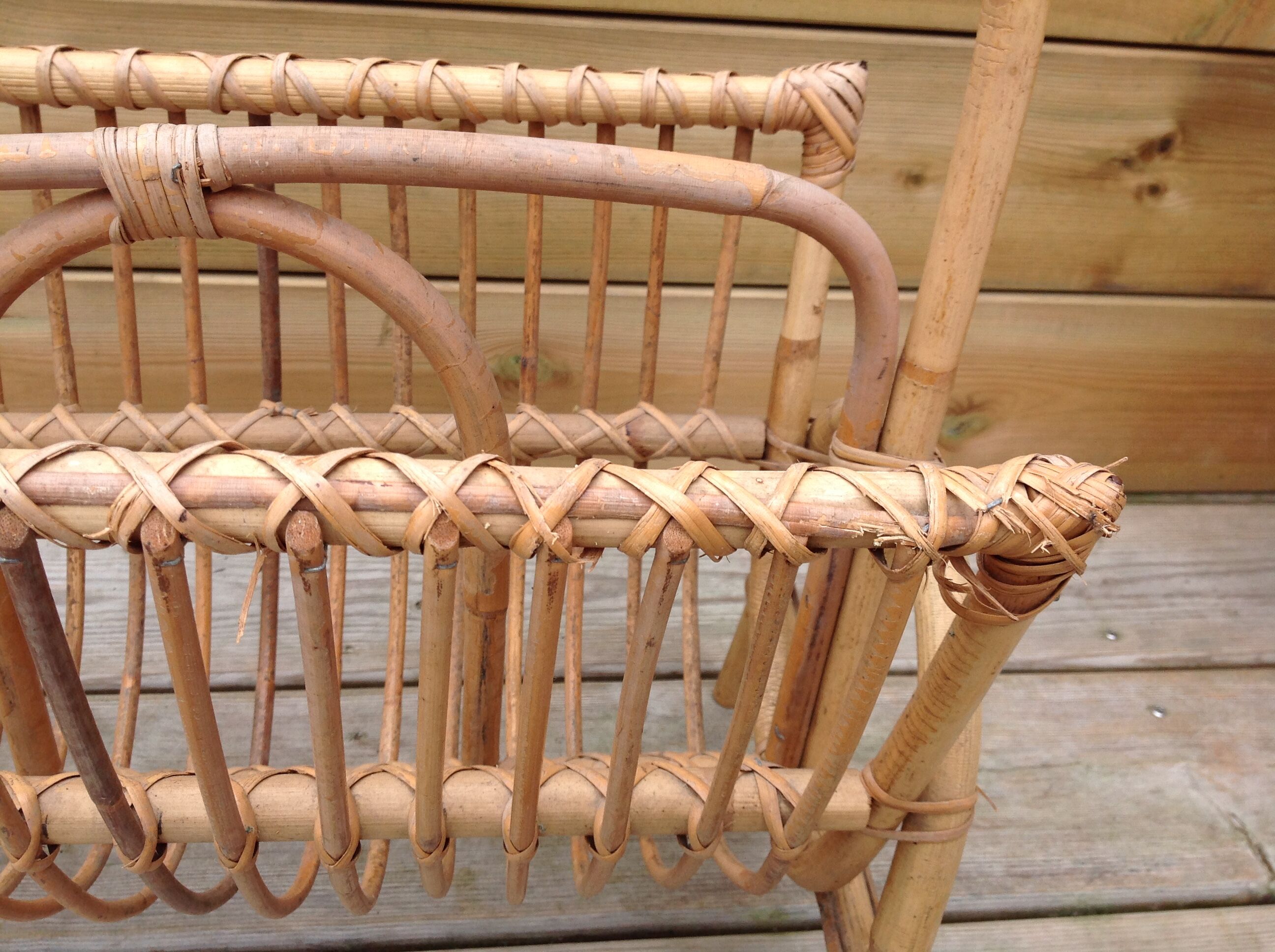 Vintage rattan magazine holder