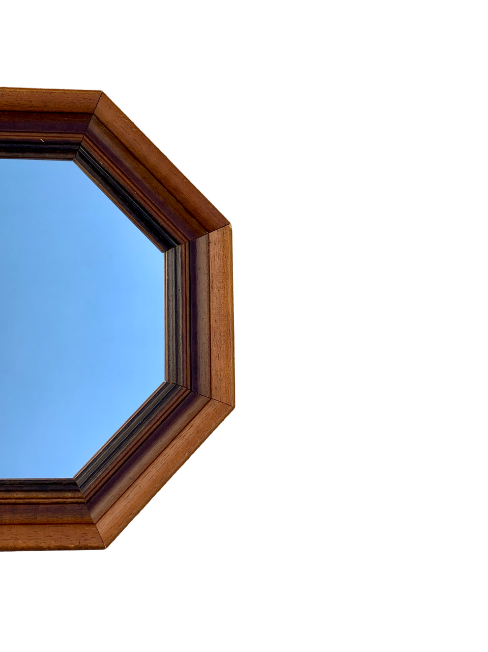 Octagonal mirror in molded wood - French popular work of the twentieth century