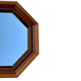 Octagonal mirror in molded wood - French popular work of the twentieth century