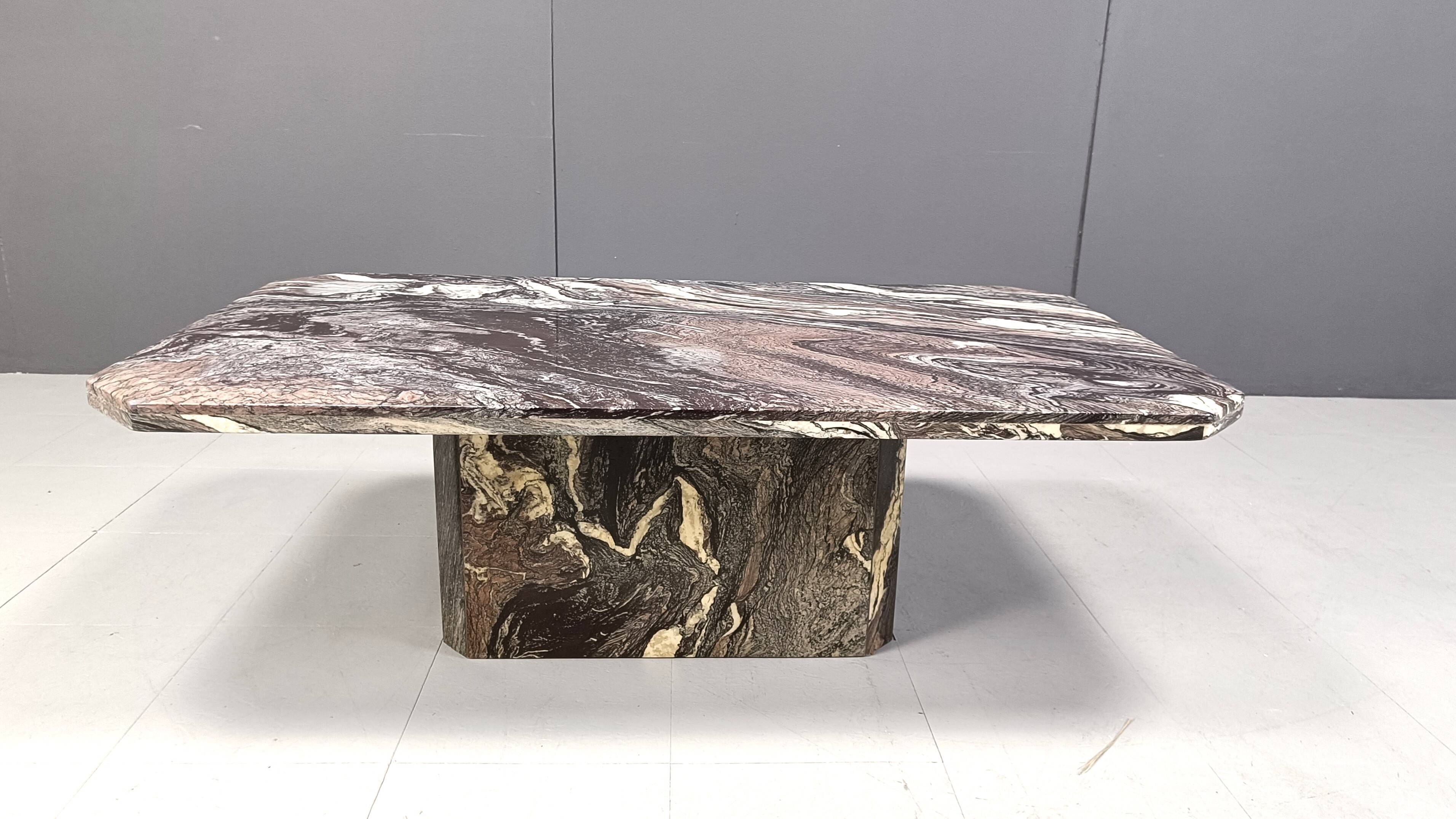 Vintage grey marble coffee table, 1970s