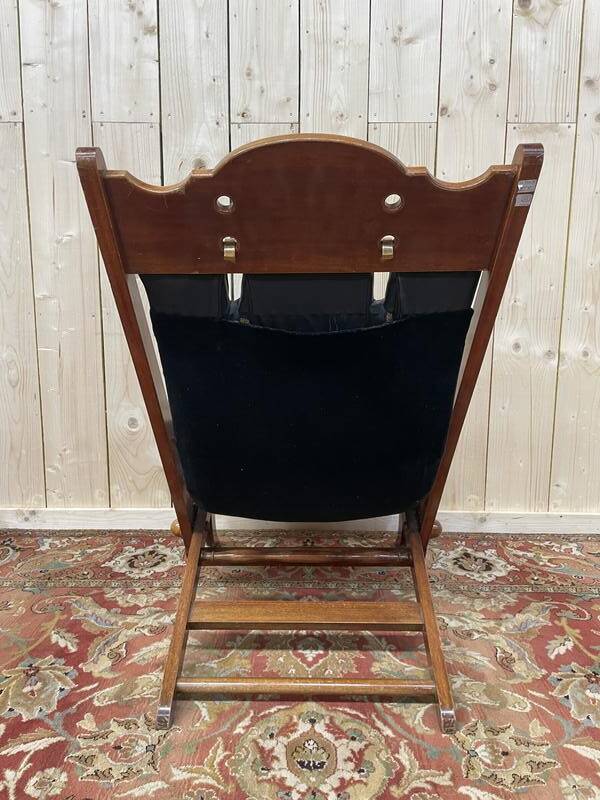 Fauteuil de bateau chesteefield en acajou et cuir
