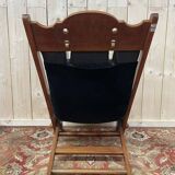 Fauteuil de bateau chesteefield en acajou et cuir