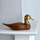 Wooden duck and brass