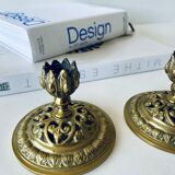 Pair of bronze candle holders signed