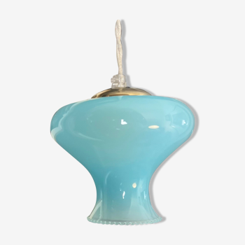 Lampe baladeuse suspension vintage opaline bleue