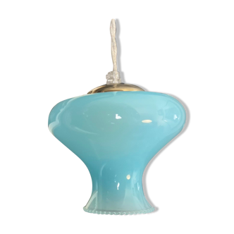 Lampe baladeuse suspension vintage opaline bleue