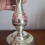 Bougeoir chandelier en verre mercurisé aglomisé ancien
