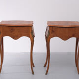 2 italian burl side tables louis xv style