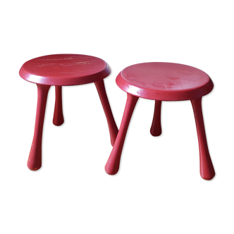 Lot 2 tabourets rouges Ingvar Kamprad