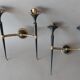 Pair of Maison Arlus torchiere sconces in gold brass and black lacquered 1960