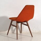 Chaise en bois et tissu orange, c.1960
