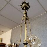 Large Napoleon III period chandelier in bronze and gilt brass