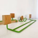 Set of towel hook and shelf in pine 1970