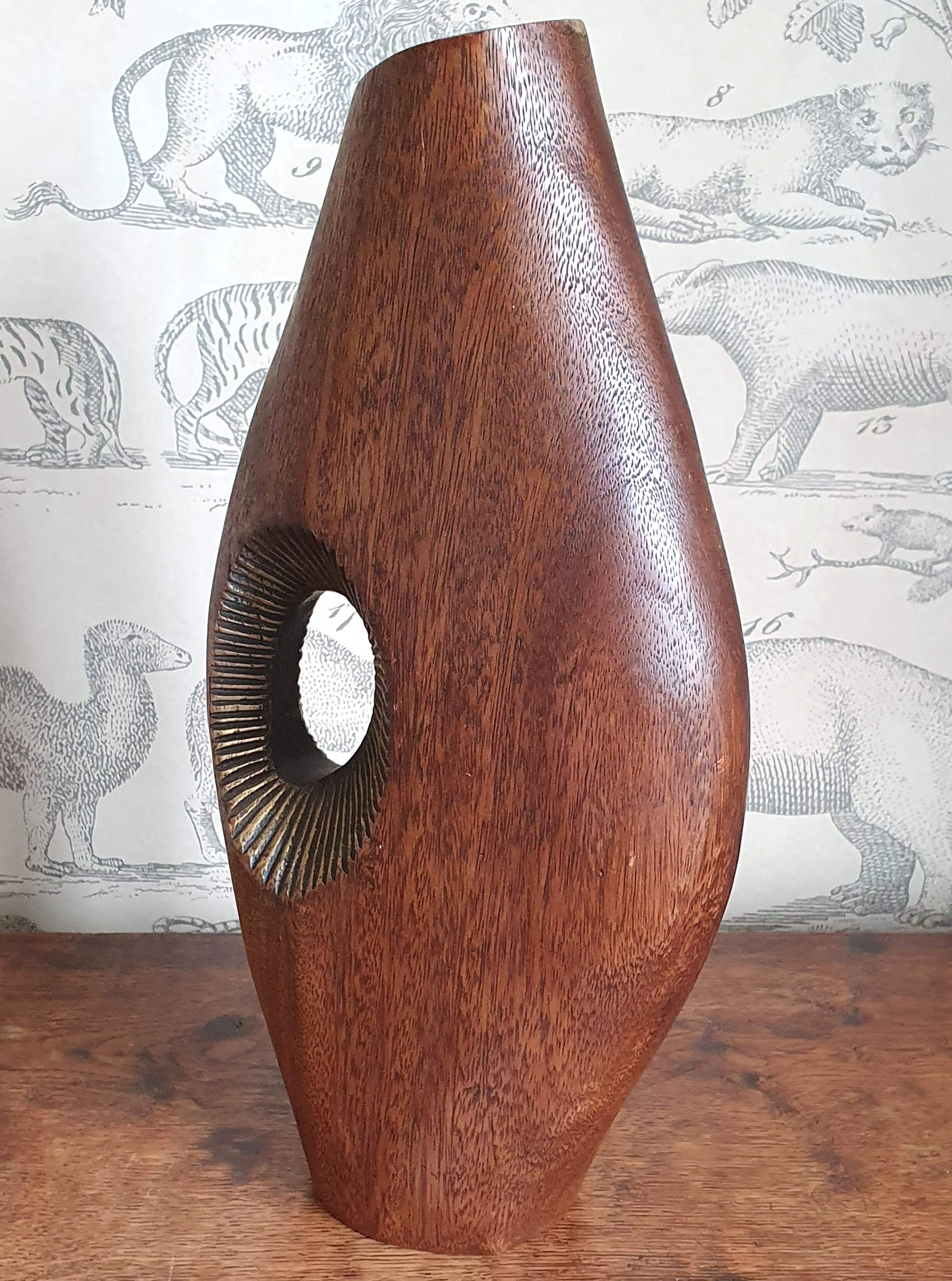 Scandinavian design teak vase 70s