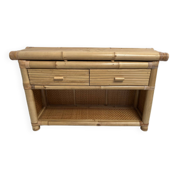 vintage bamboo chest of drawers/console