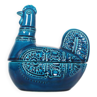Vide-poche en céramique « Rimini Blue » pour poulet des années 1960, attribué à Bitossi
