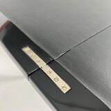 Art Deco Games Table in Black Lacquer, Red and Black Leather, France, 1930s