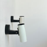 Pair of vintage adjustable wall lights, white metal, France 1970