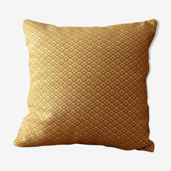 Coussin déco motif graphique jaune