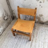 Elm and leather armchair Maison Regain