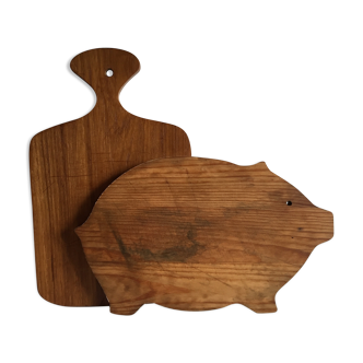 Duo of vintage wood cutting boards