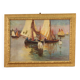 Signed painting and dated seascape with boats from the 20th century