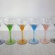 6 colorful vintage crystal wine glasses