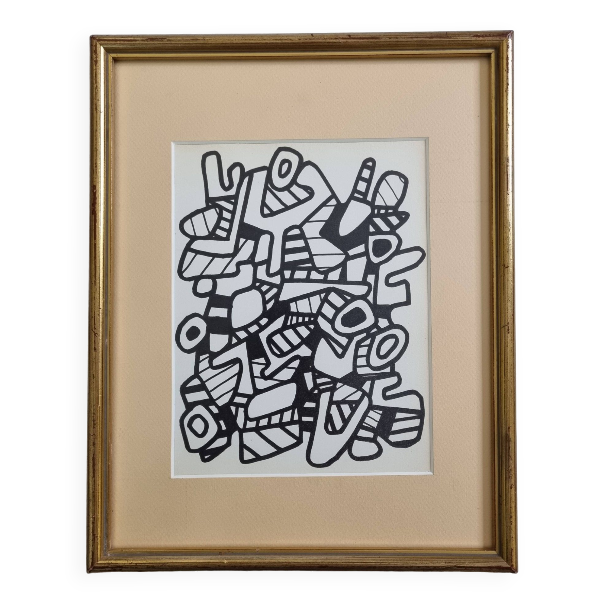 Screenprint after Jean Dubuffet framed under glass 26 cm by 33 cm