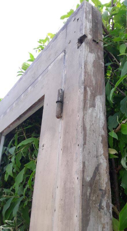 Old glazed door 211.5x105.5cm and its entrance door frame.