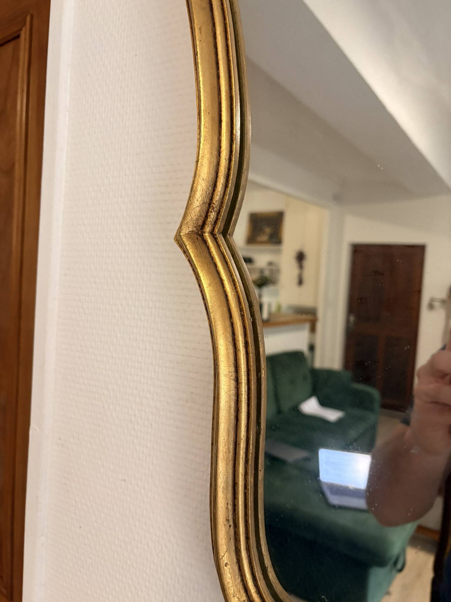 Antique Oval Wall Mirror Gold Louis XV Style Rocaille Rococo 78m