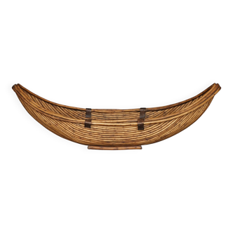 A large 1970s Rattan Basket in the manner of Gabriella Crespi