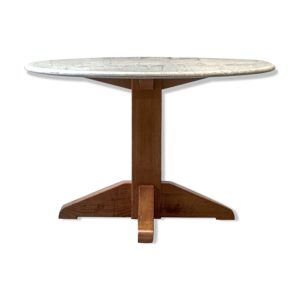 table à manger unique en marbre et pin 70'