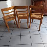 3 Monobloc straw bistro chairs from the 60s/70s
