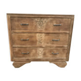 Commode époque Art Déco en chêne massif aérogommée