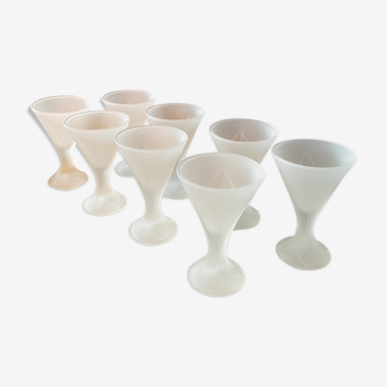 Series of 9 opalin glass cups