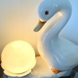 Ceramic goose lamp and globe 80s