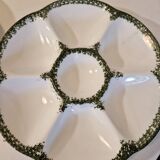 Lot of 8 oyster plates in GIEN France barbotine earthenware stamped