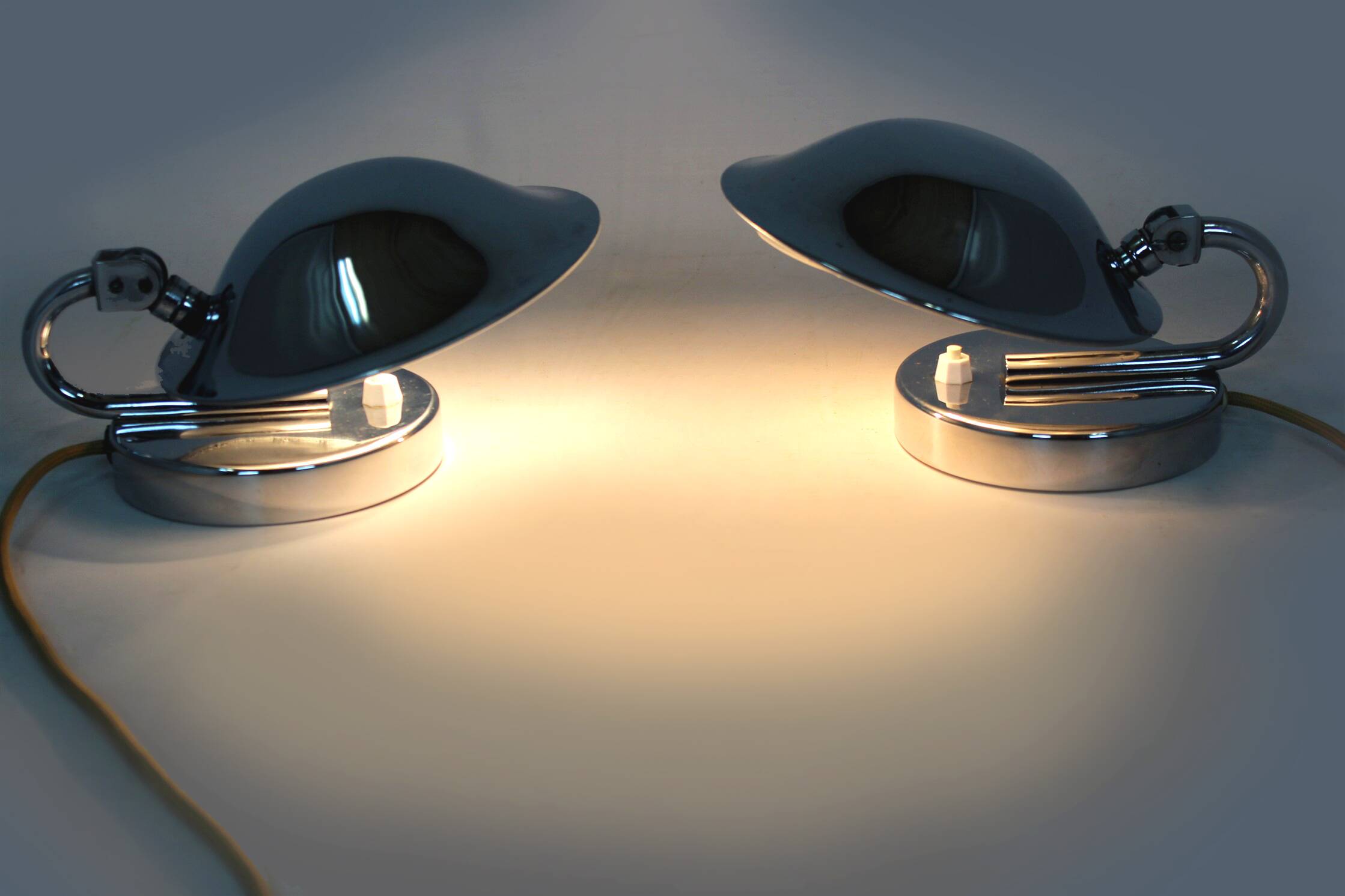 Bauhaus Style Chrome Bedside Table Lamps from Napako, Czechoslovakia, 1930s