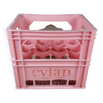 Evian Locker with 12 Large Bottles 1 Liter Beer Water Wine 75cl 0,75L Decoration Loft Pink Box