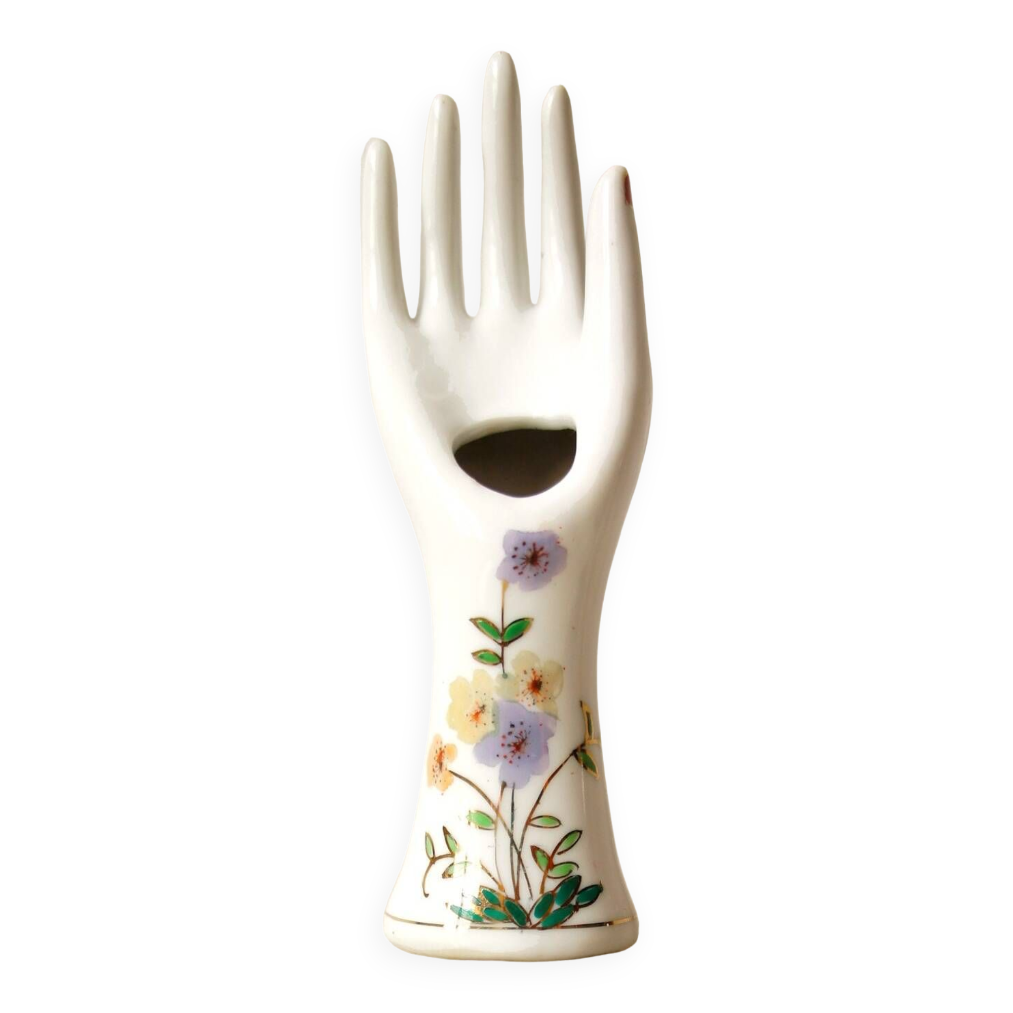 Soliflore ring in porcelain hand tattooed flowers
