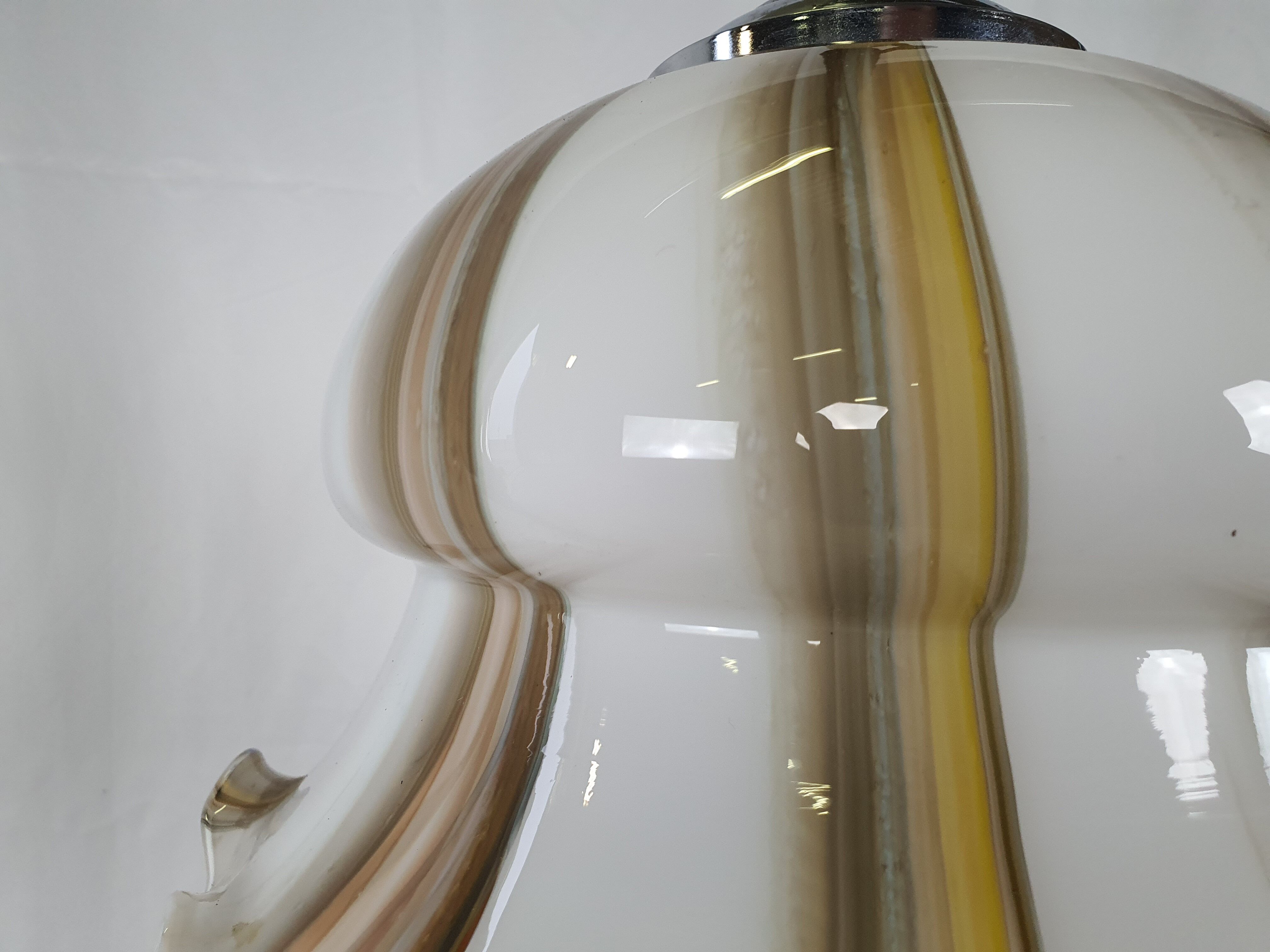 Chandelier in white and multicolored Murano glass